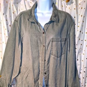 Olive Green Chambray Long Sleeve Top